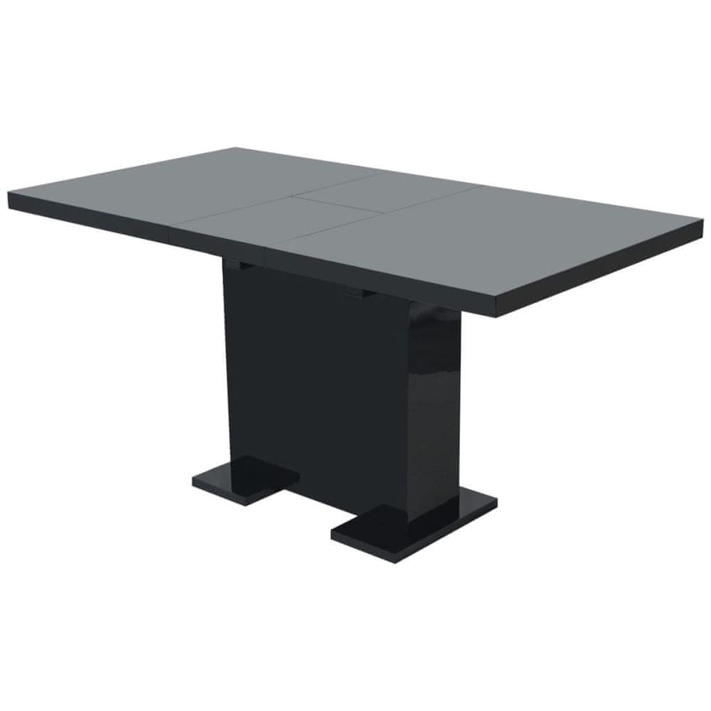 Vidaxl Rozkladací jedálenský stôl, vysoko lesklý, čierny